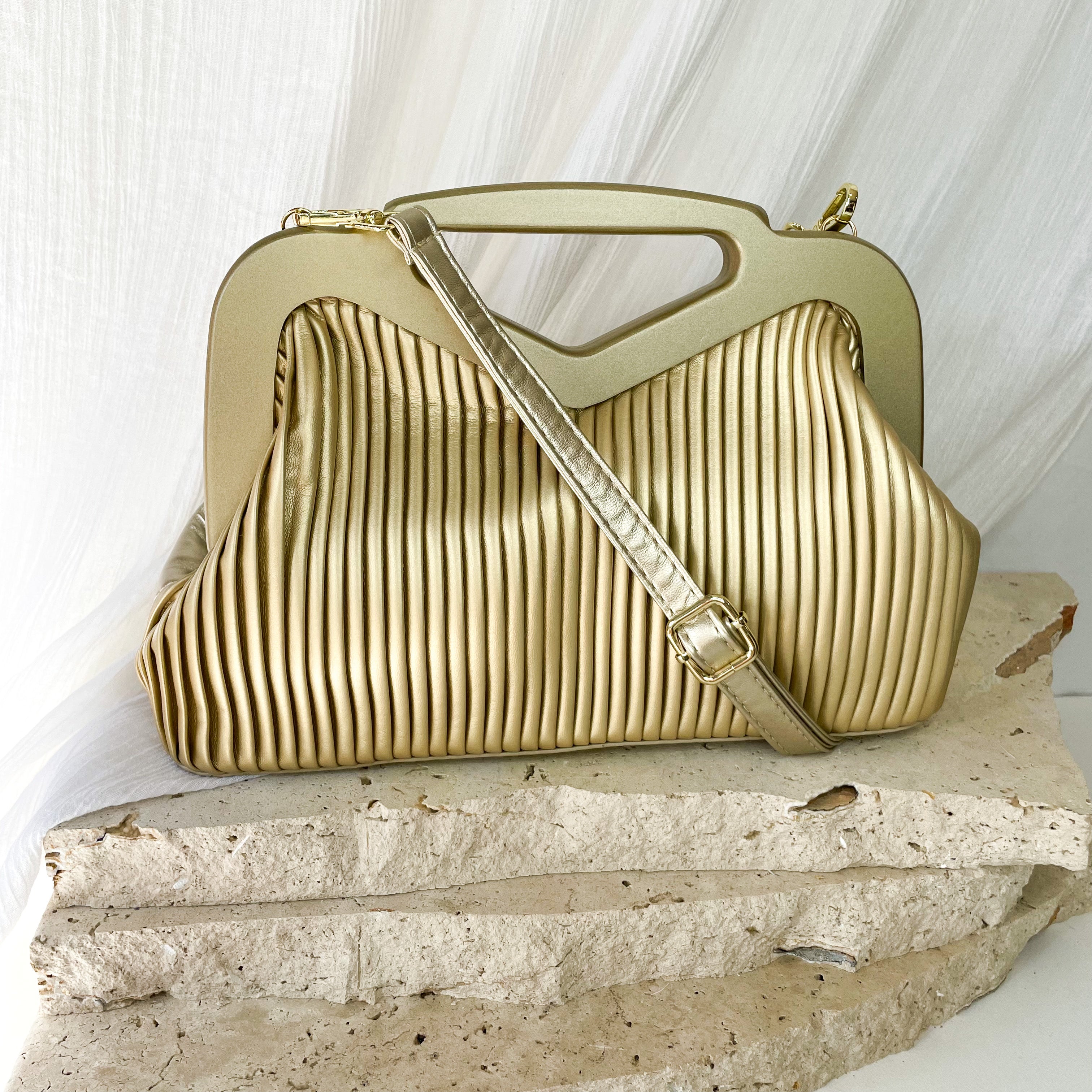 Gold Pleated Clutch Bag