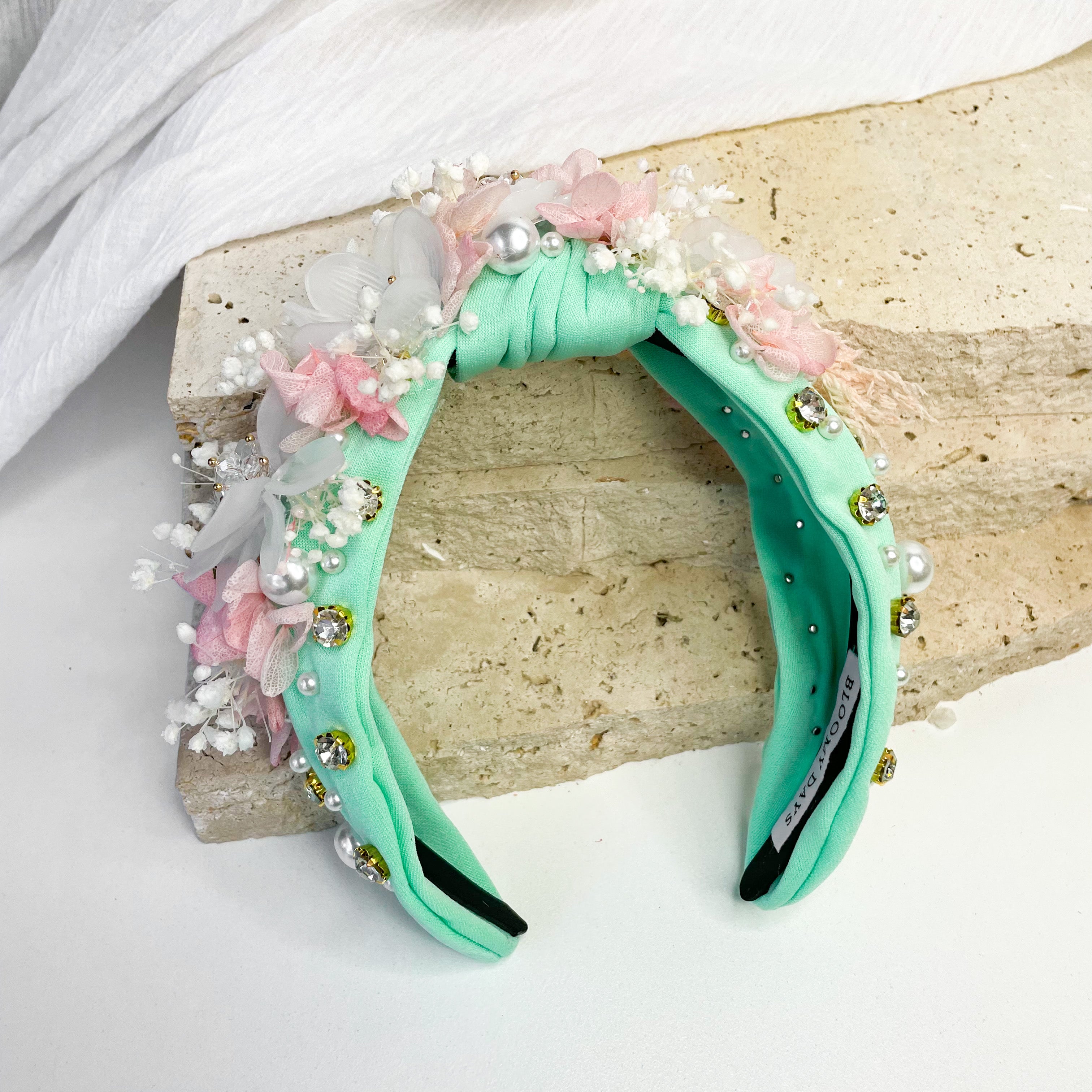 Aqua Pearl Floral Headband