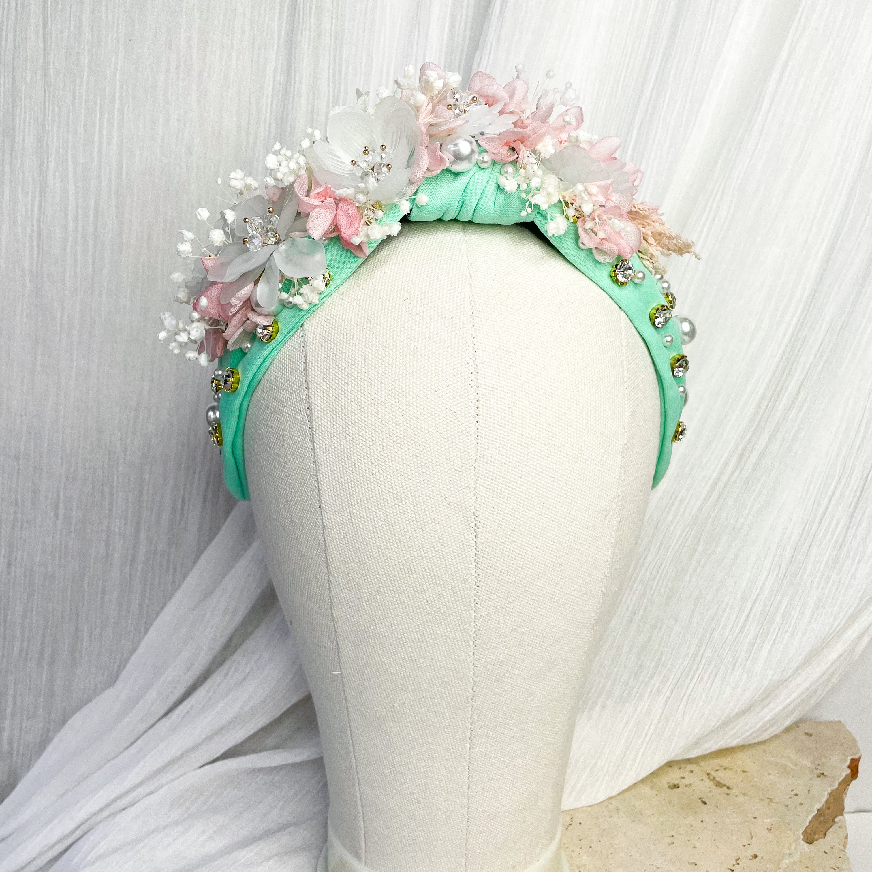 Aqua Pearl Floral Headband