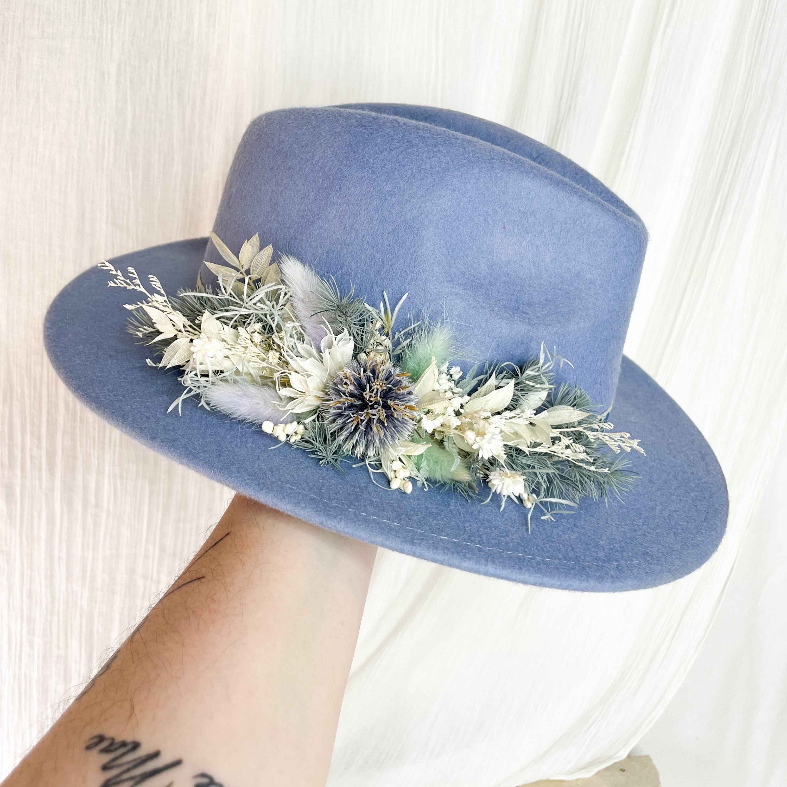 Blue Dried Floral Hat - Small