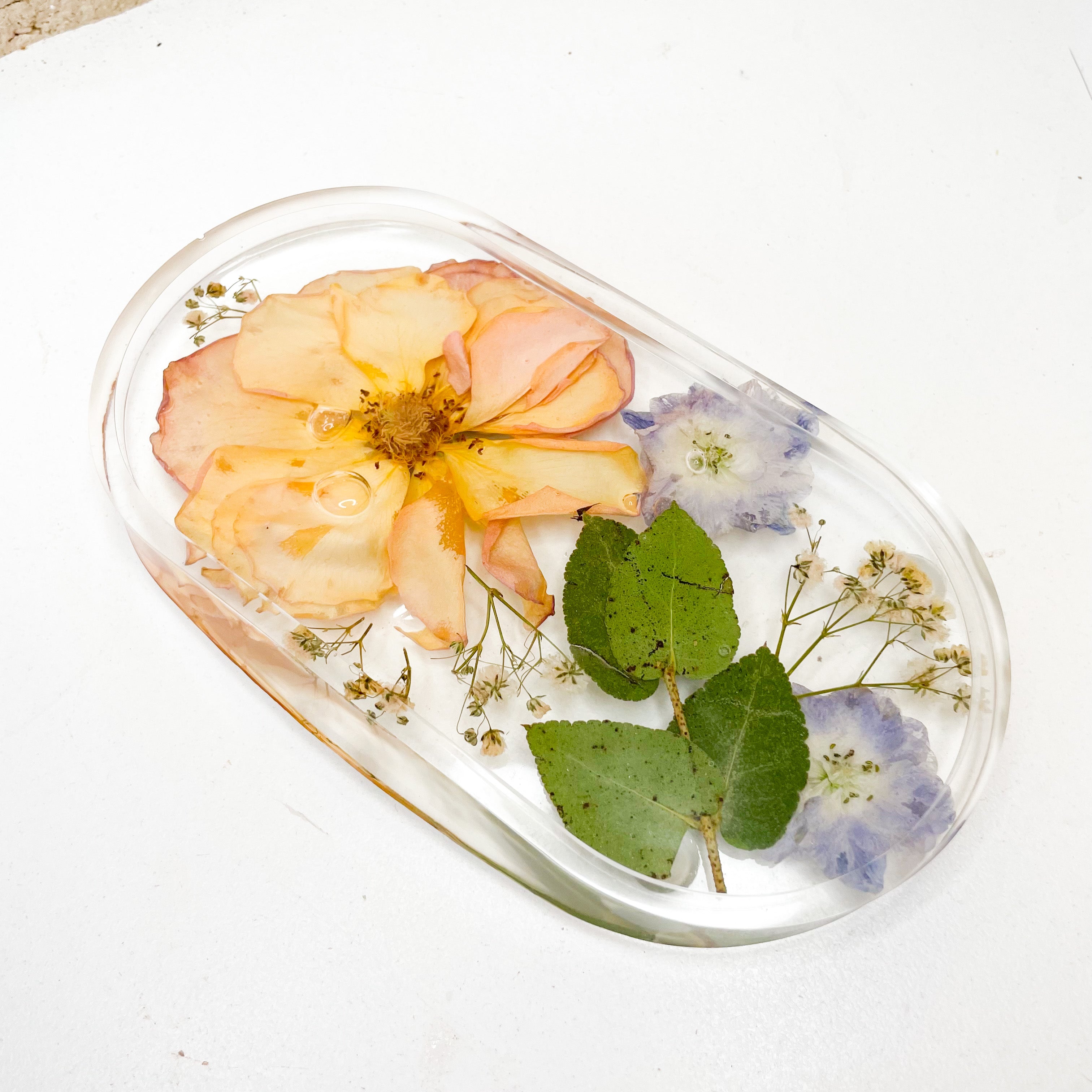 Resin Jewellery Tray - Orange Rose