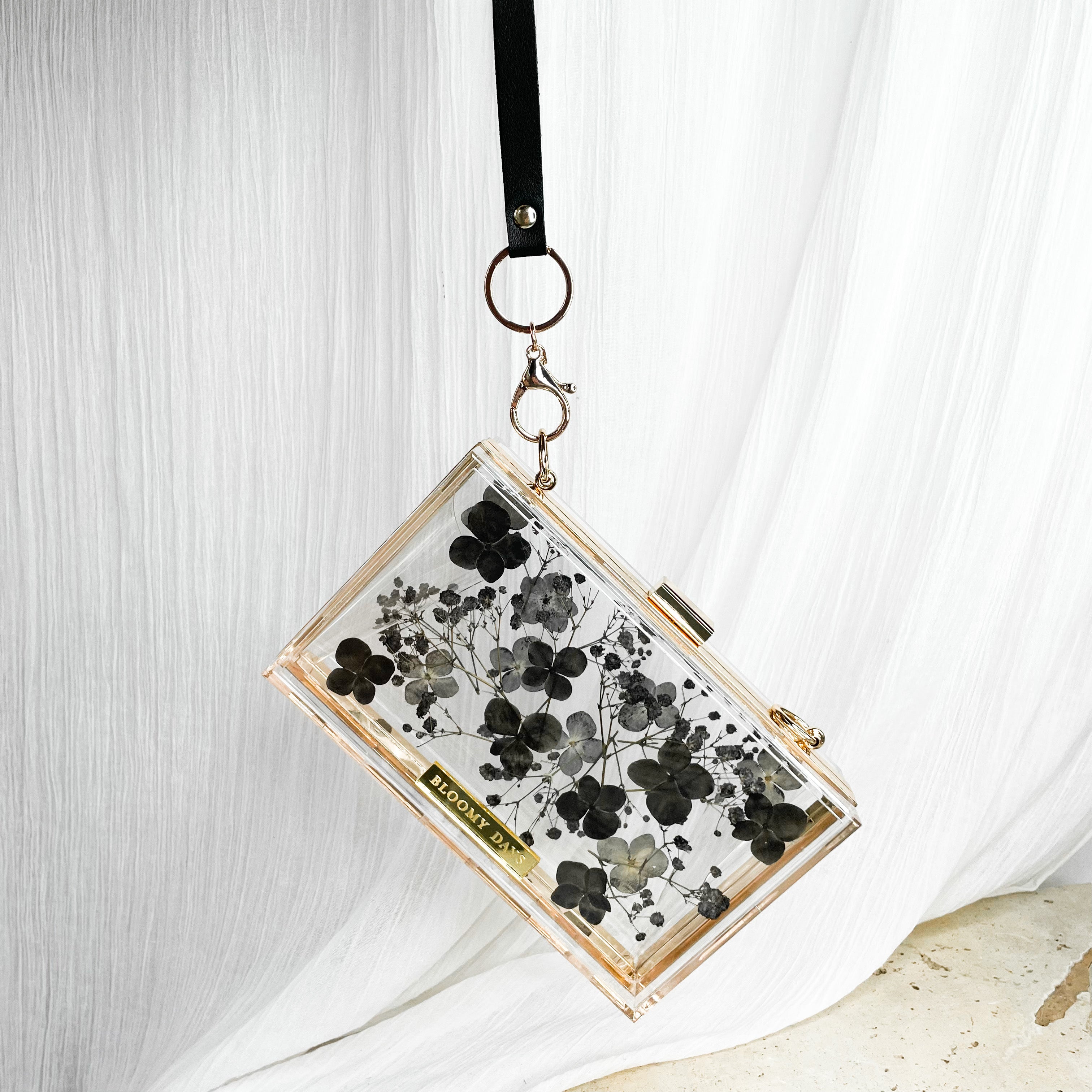 Black Hydrangea Floral Clutch