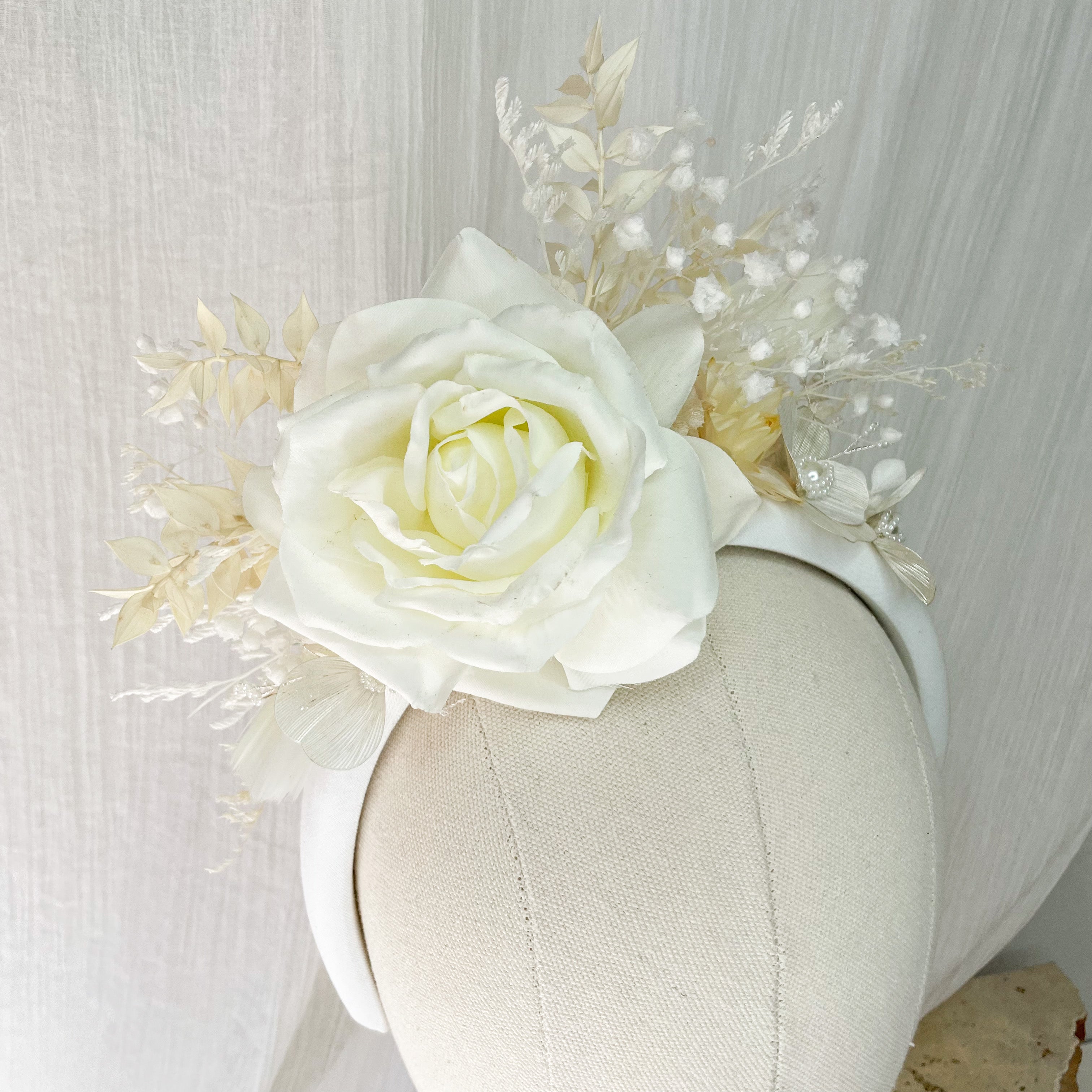 White Rose Floral Headband
