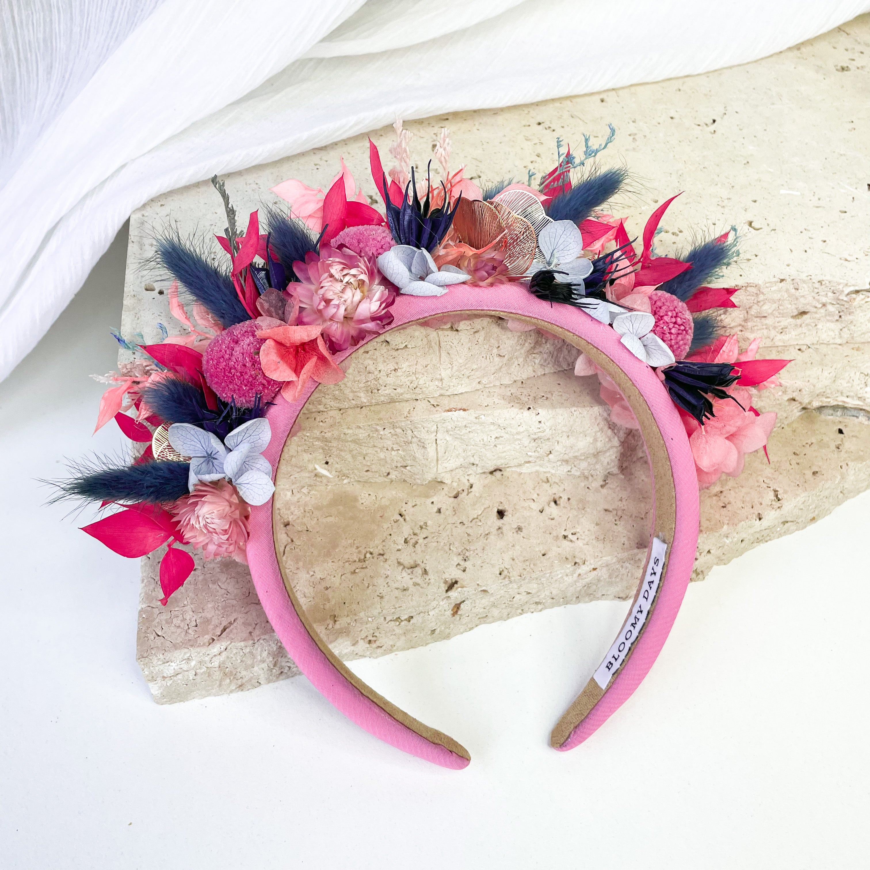 Hot Pink & Navy Floral Headband