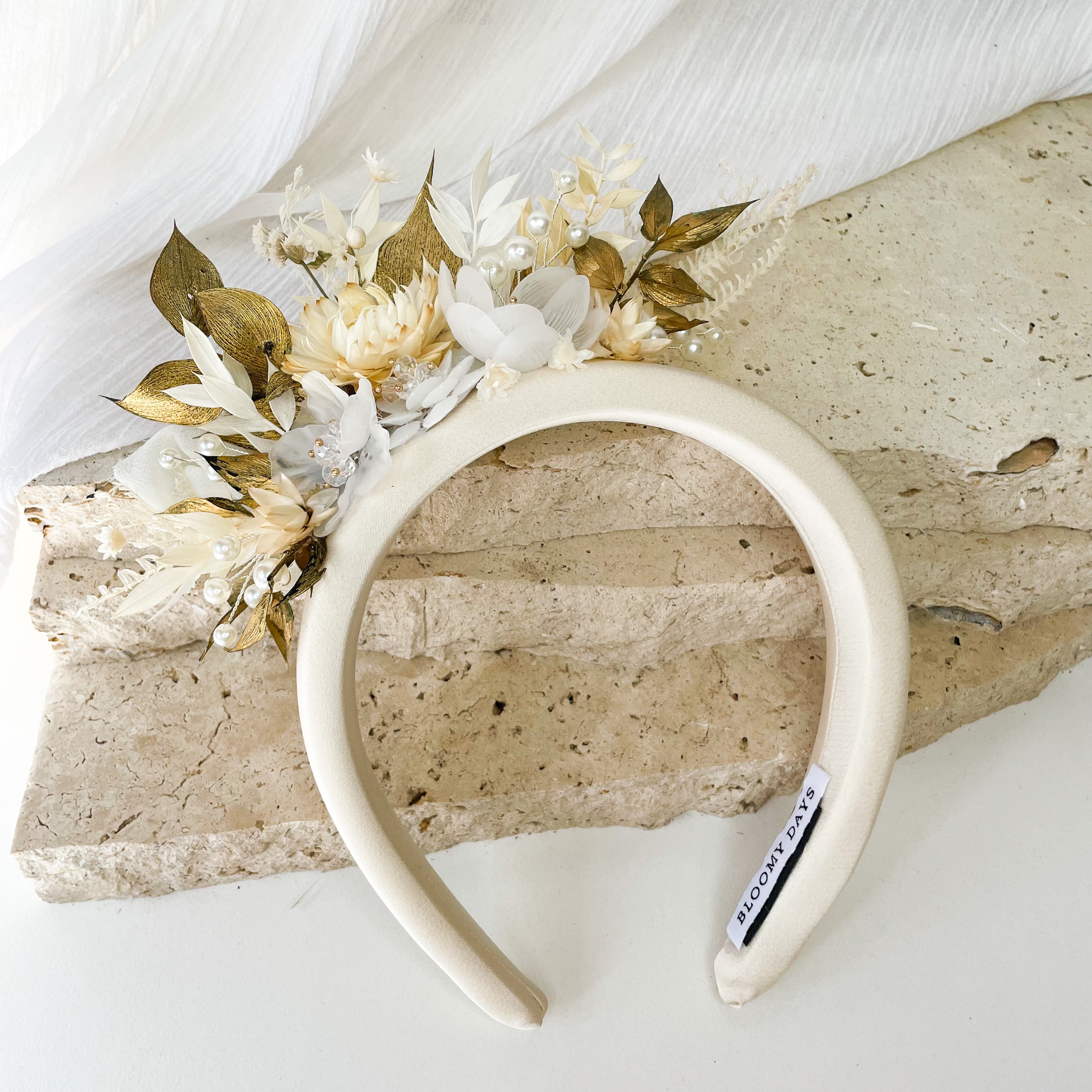 Gold & Ivory Floral Headband