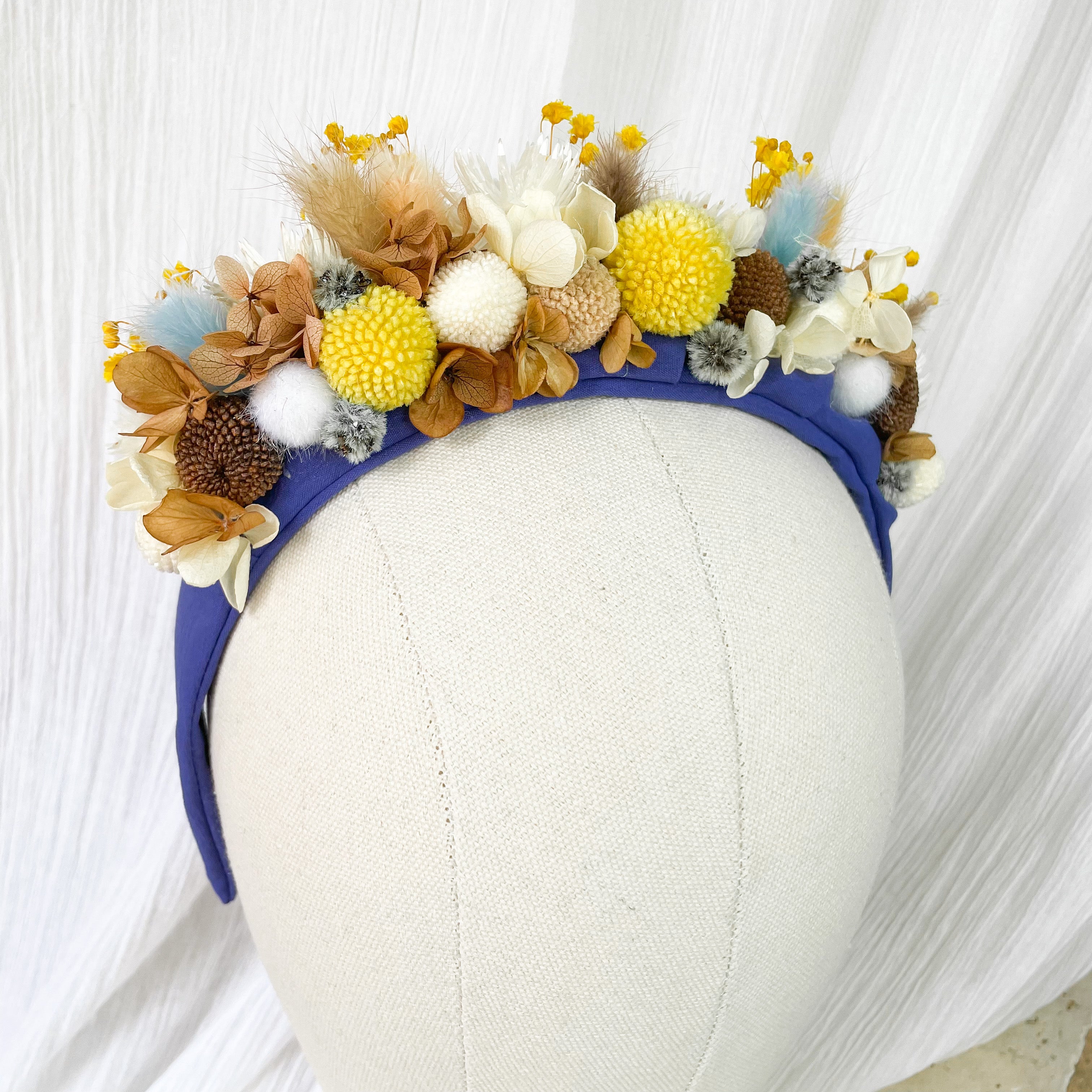 Blue, Yellow & Brown Floral Headband