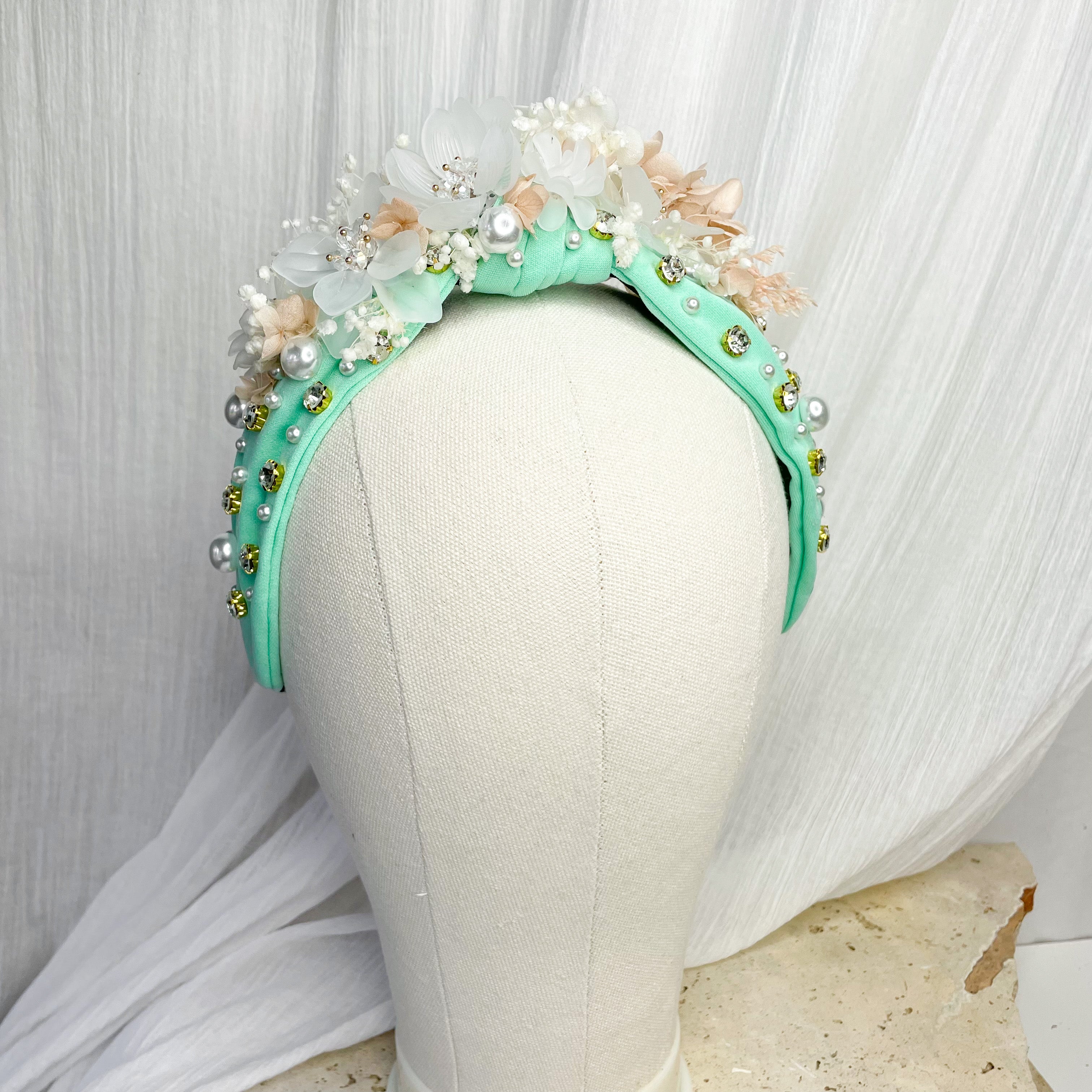 Aqua Pearl Floral Headband