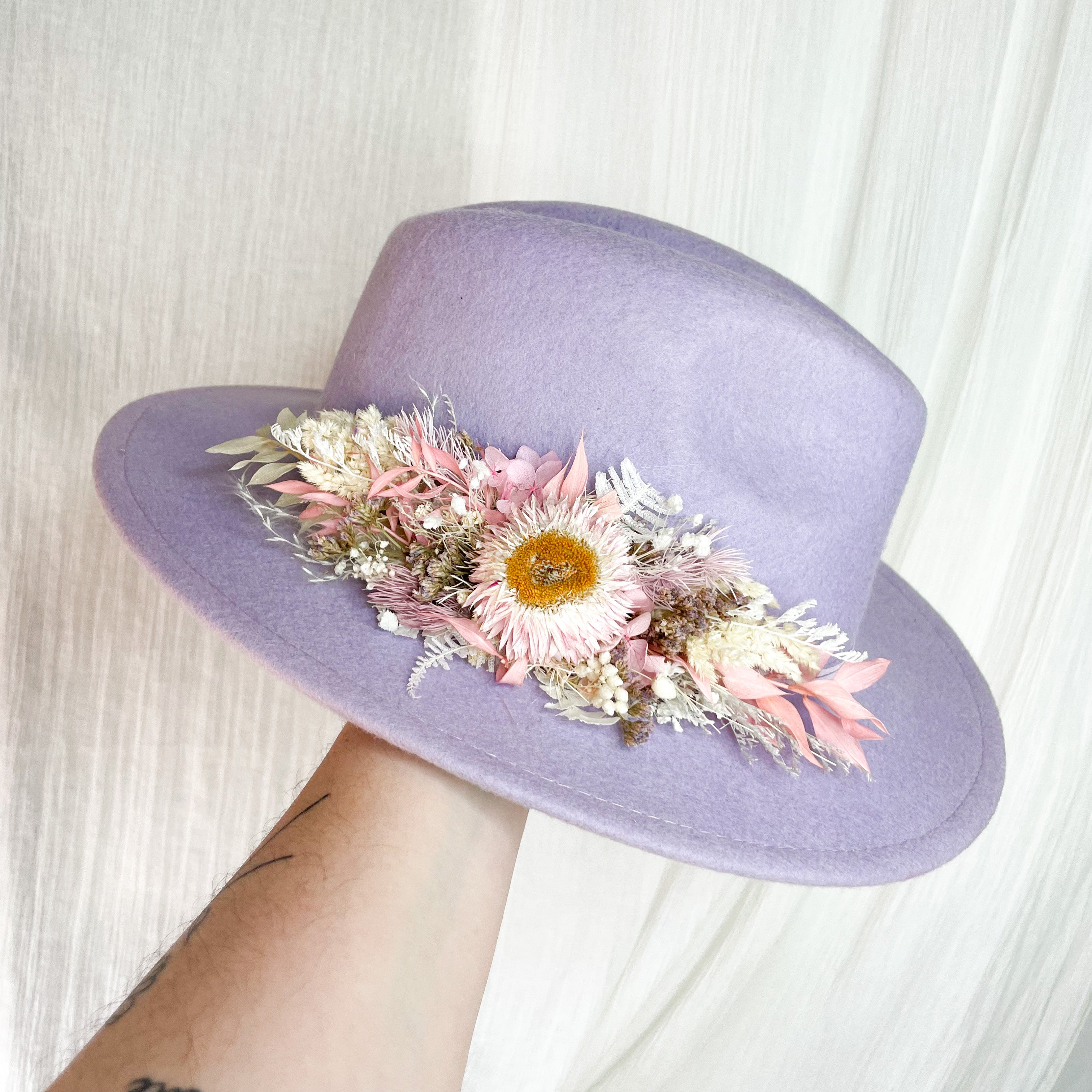 Lilac Dried Floral Hat - Small