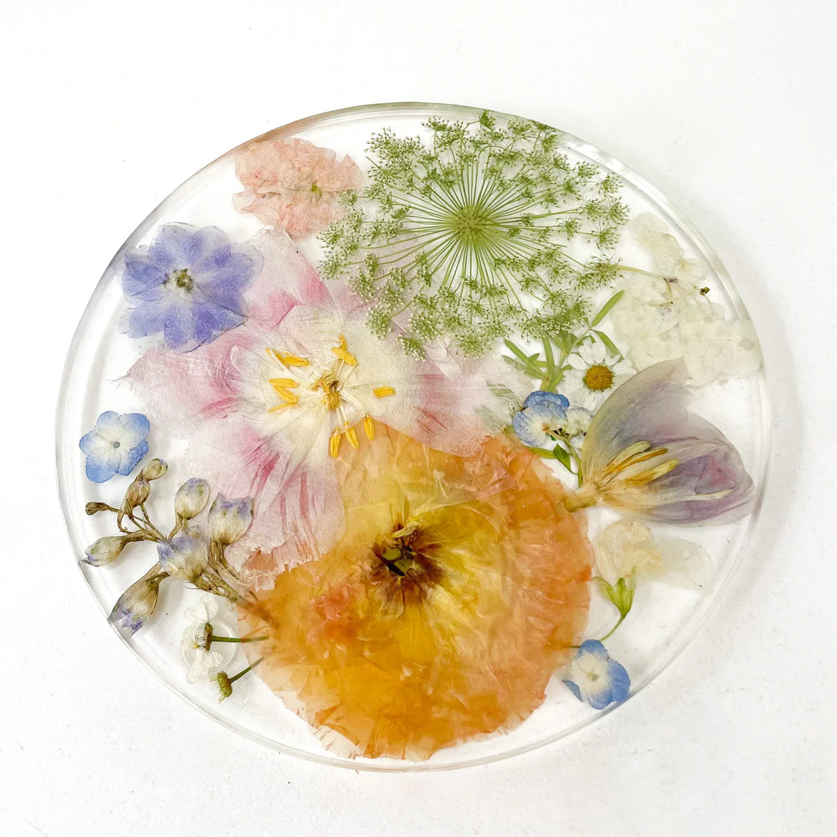 Preserved Flowers Resin Round Tray