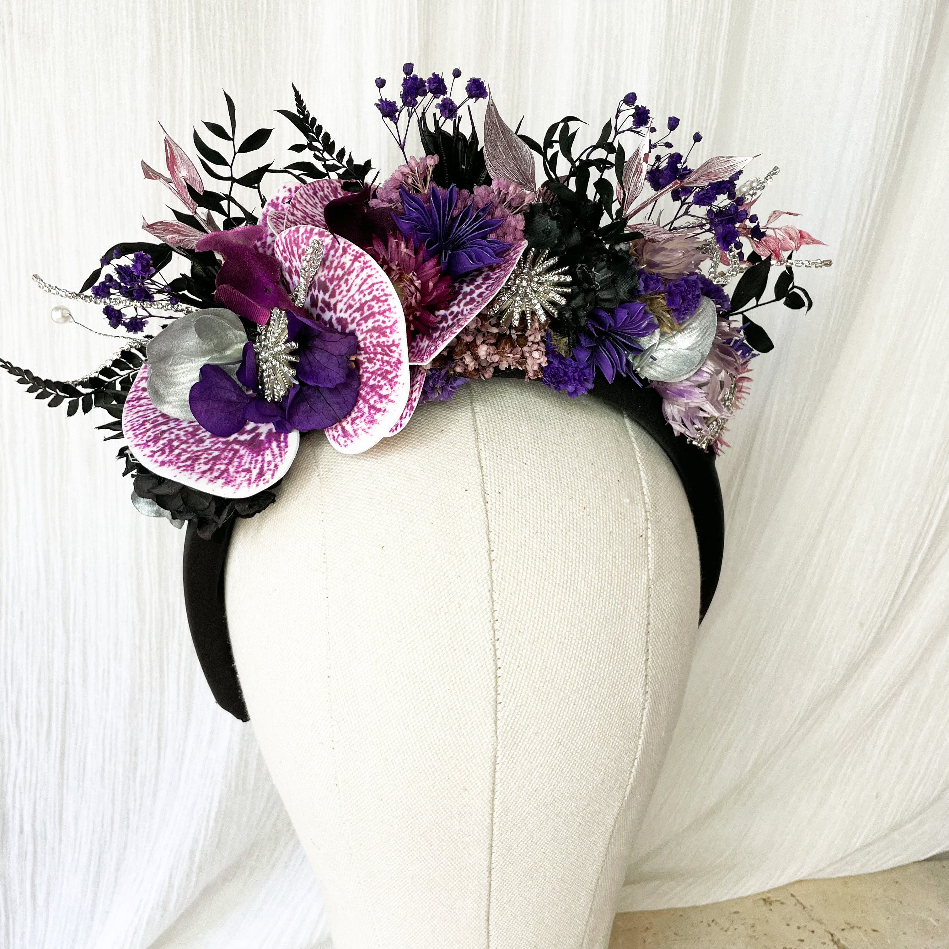 Purple & Black Floral Headband