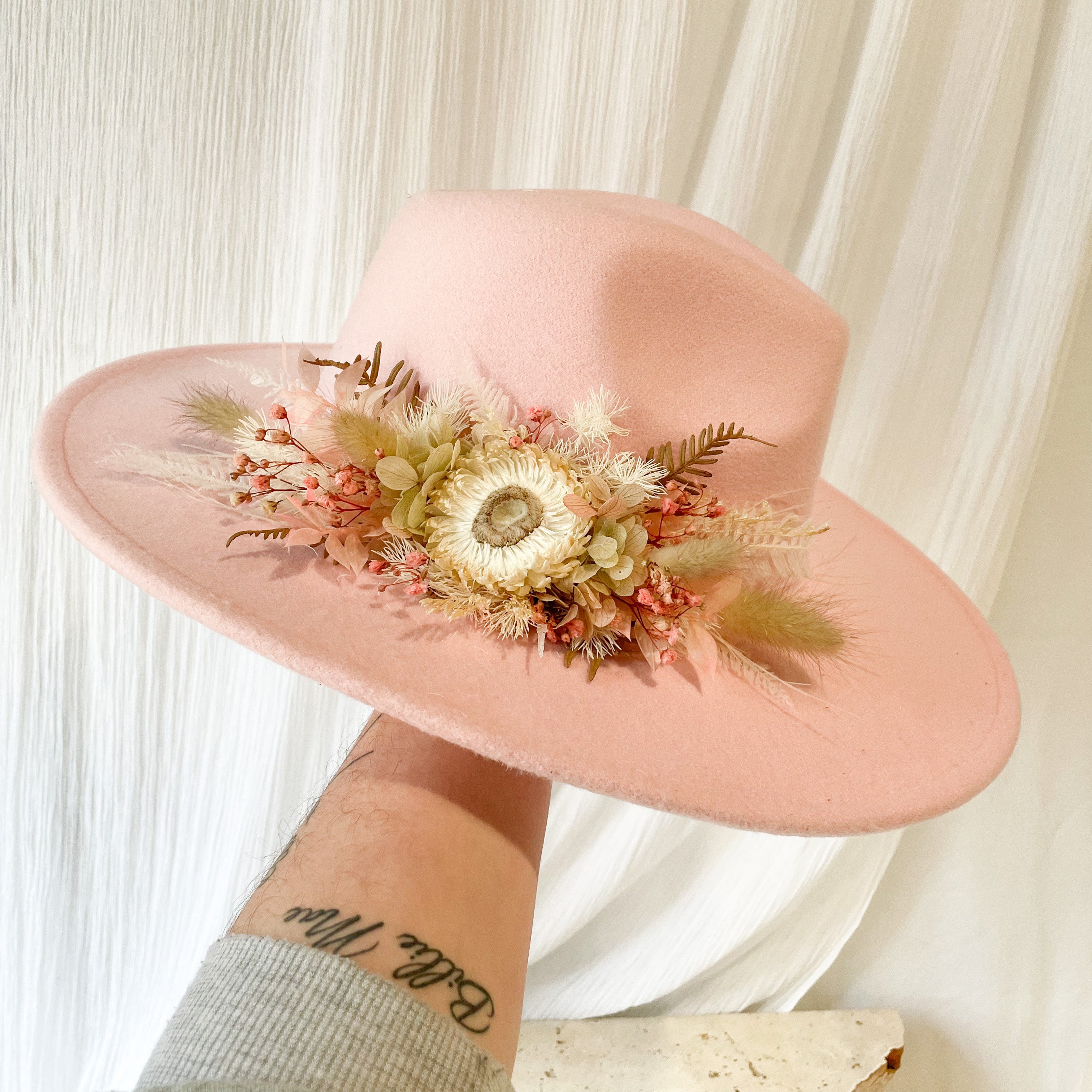 Pink Floral Hat - Large