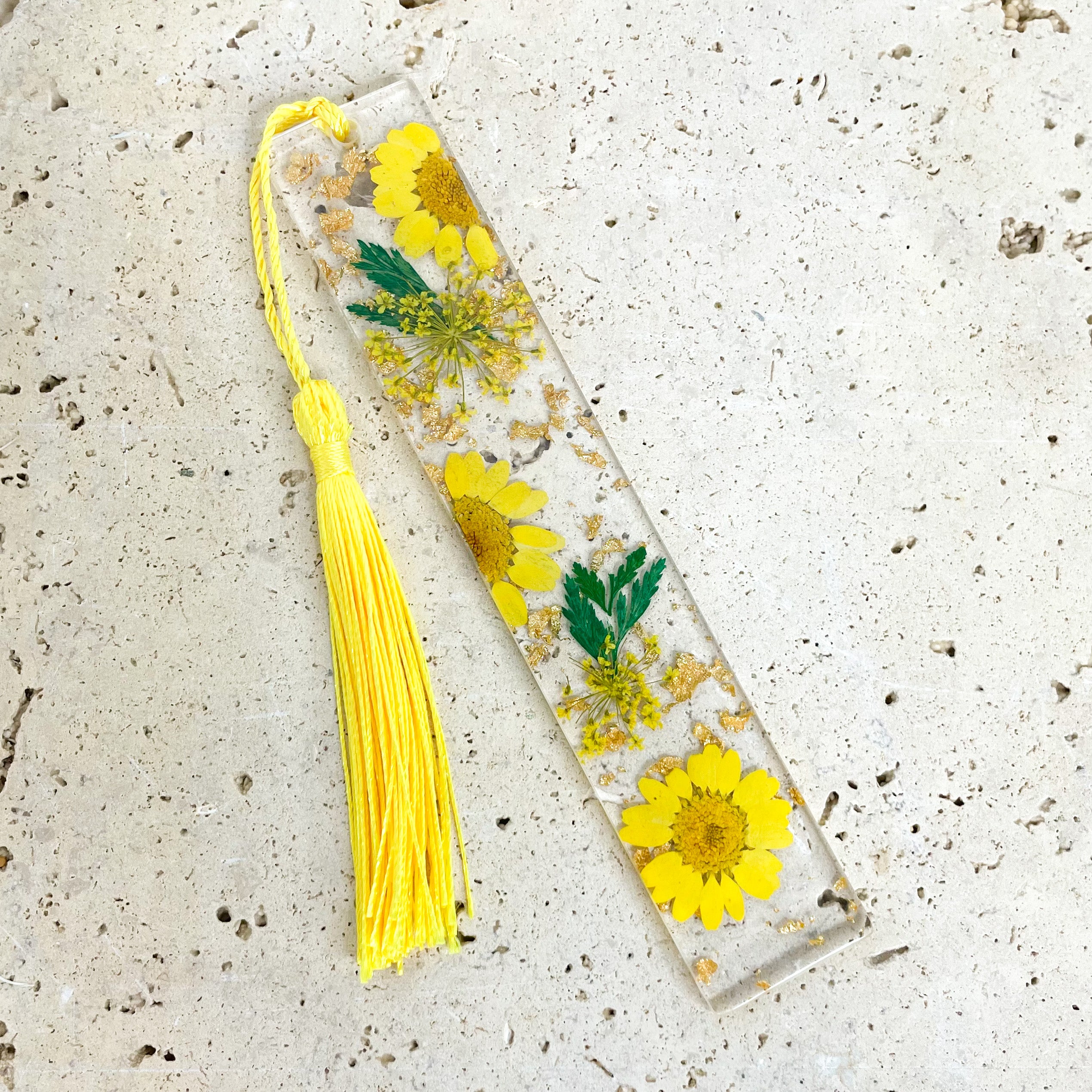 Pressed Flower Bookmark - Yellow/ Green
